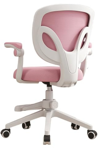 Kinder Schreibtischstuhl Höhenverstellbarer Kinderdrehstuhl mit Armlehnen, Rückenlehne, Rollen Kinder Bürostuhl ab 6 Jahren (Color : Rosa)