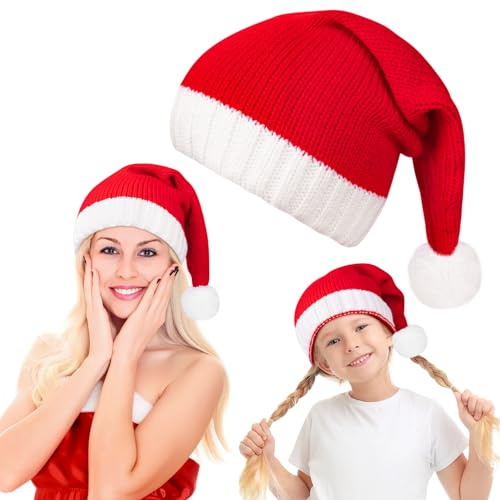 MELLIEX Christmas Beanie Unisex para Adultos y niños Gorro de Gorro de Punto Rojo y Blanco-S