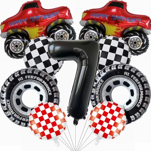 Yunchu Online Luftballon Auto Geburtstag Kit Monster Truck Cars Geburtstagsdeko Junge 7. Truck Geburtstag Dekoration Auto Thema Party Dekorationen für Monster Truck Rennen Auto Theme Party Supplies