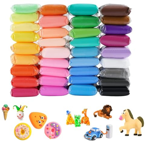 KAYEF 24 colori di argilla da modellare leggera, kit di pasta da gioco, argilla polimerica con strumenti di modellazione, adatti per progetti di modellazione fai da te, regali artigianali, ecc.