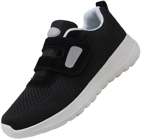 AEHO Pantofole Per Anziani Donna Riabilitazione Postoperatoria Vecchie Scarpe Gonfie Piede Regolabile Leggero Scarpe Per Piede Diabetico Primaverili E Autunnali Nero 36/230mm