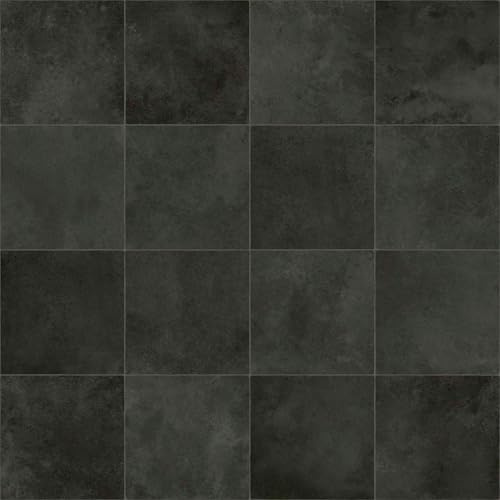 Tile Effect Black Anti-Slip Vinyl Flooring For LivingRoom, Hallways, Kitchen, 2.0mm Thick Cushion Backed Vinyl Sheet, Waterproof Lino Flooring-1m(3'3) X 2m(6'6)-2m²