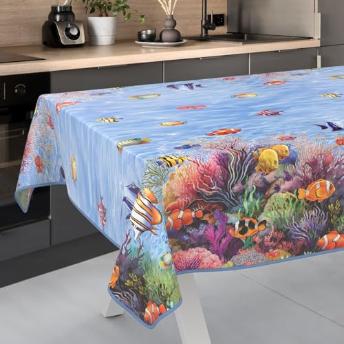 ANRO Wachstuch-Tischdecke Tischdecke abwaschbar Wachstuch Garten-Tischdecke Outdoor Indoor 160x120cm mit Saum Aquarium Wachstuchtischdecke Wachstischdecke wasserabweisend Gartentischdecke