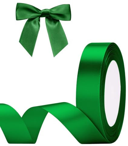 G2PLUS Grün Satinband 20mm, Dekoration Geschenkband, 22m Schleifenband zum Bastel, Grün Satin Dekoband für Geschenkverpackung, Dekoration