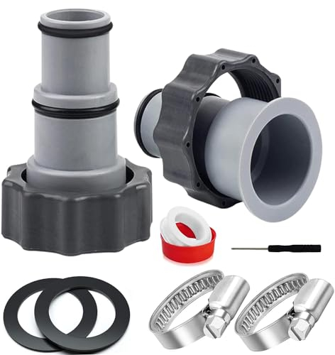 Pool Adapter A für Intex Pool, 2 Stück Anschlussset Schlauchadapter für Intex Pumpen, 32-38 mm Poolschlauch Adapter mit Innengewinde einfache Installation für Ihren Poolschlauch