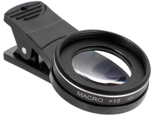 15-faches Makroobjektiv für Handy mit 37-mm Optik, Schwarz | Glas, Aluminiumlegierung und Edelstahl, Tragbar und Abnehmbar, Externe Handykamera Linse