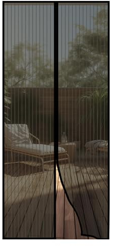 Onpira® Fliegengitter Tür 100x210 cm – Magnetvorhang für Balkontür & Terrassentür – Insektenschutz ohne Bohren – Schwarz, selbstschließend, luftdurchlässig, ideal für Haustiere & Kinder