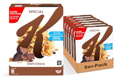 Kellogg’s Special K Dark Choco (6 x 325 g) – knusprige Mehrkorn-Flakes mit Schokoladenstücken – ballaststoffreiche Frühstückscerealien – purer Genuss ohne künstliche Farb- und Aromastoffe