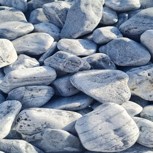 Generisch Dekosteine Kieselsteine Natur Grau Kieselsteine Deko Verschiedene Deko Kieselsteine - Gemischter Flusskies für Vasenfüller, Landschaftsbau, Aquarien & Garten 6-10cm (5, Kilogramm)