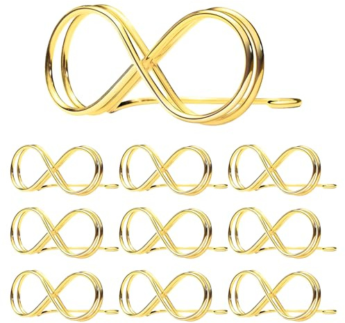 10 Stück Metall Hochzeit Tischkartenhalter, Party Sitzetiketten Tischkartenclips Hochzeit Kartenhalter, Nachrichtenclip Tischnummer Halter Ständer, für Bilder, Partys, Restaurants (Gold)
