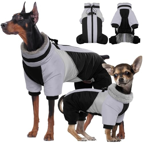 Kuoser Wasserdichter Hundemantel für Kleine Hunde - Wärmer, Winter, Mit Geschirr, Moden Hundejacke, Reflektierend für Kleine Hunde, Schwarz L