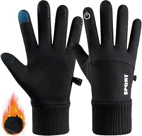Ulhnei Fahrradhandschuhe Warme Winterhandschuhe Wasserabweisende Touchscreenhandschuhe Winddichte Laufhandschuhe rutschfeste für Männer Frauen zum Laufen, Radfahren, Klettern usw