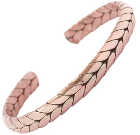 Generico Bracelet en cuivre pur tressé à la main, rond, martelé, réglable, unisexe, bijoux Hippie Boho, Taglia Unica, Cuivre, Pas de gemme