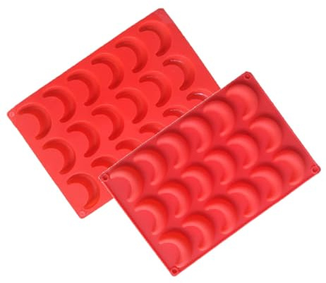 LATRAT 2 Stück Vanillekipferl Backform Silikon, 18 Mulden Silicone Vanillekipferl Form Backformen, Schokoladenformen Geleeformen, Backform Vanillekipferl Kuchenformen für Backzubehö