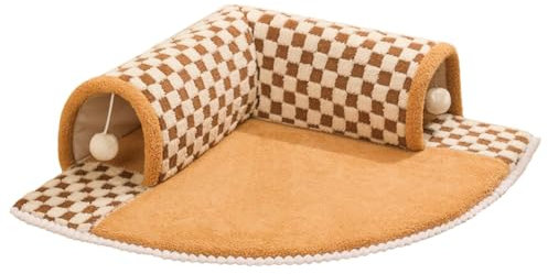 Katzentunnel | Katzentunnel für Indoor-Katzen | Katzentunnel Haustier-Spielwanne | Waschbares Katzenbett mit Plüschball | Katzentunnelbett Kissen Katzenspielzeug für Kätzchen, Frettchen, Welpen, Katze