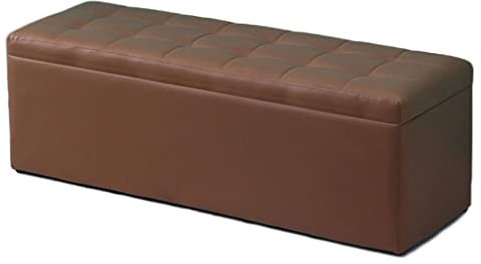 Panca ottomana poggiapiedi in pelle per soggiorno, camera da letto, ufficio, giardino, marrone, 100 x 40 x 40 cm, pieghevole, sgabello cubo