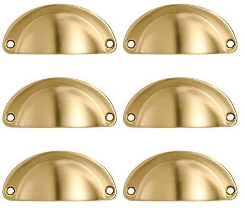 6 Pièces Boutons de Tiroir en Laiton, Vieille Coquille Tirette en Cuivre Pur Poignées, pour Armoire de Cuisine Meubles Porte Tiroir Tasse, Poignées de Tiroir Coquille en Laiton Antique Boutons Meuble
