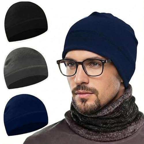 LandReCol 3 Stück Fahrradmütze Unter Helm, Perfekt als Schlafmütze, Winddichte Fahrradmütze, Polyester Laufmütze für Herren Damen, Winter Warme Dünne