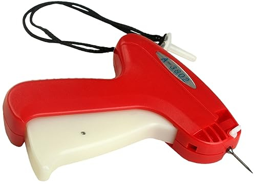 Veemoon Pistolet Étiqueteur Vêtements Plastique Rouge Polygonal, Outil D'étiquetage Prix Aiguille Fine, Applicateur D’étiquettes Rapide pour Boutique Et Magasin Textile