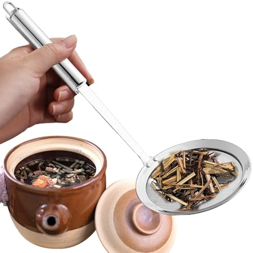 Passoire de cuisine en acier inoxydable - Filtre à huile en maille fine pour écumer la graisse, la mousse, la soupe, le thé, les nouilles, le bouillon et les jus