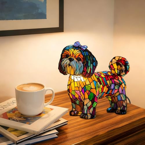 LOMUG Lampada decorativa in resina a forma di carlino, lampada LED per cani, classe energetica A, luce notturna per gli amanti dei cani, decorazione per la cameretta dei bambini