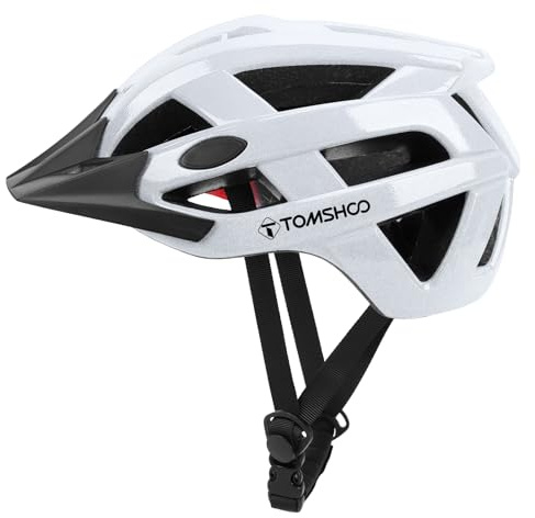 TOMSHOO Fahrradhelm Damen Herren mit Visier, Reflektierend, 58-61cm, 290g | Atmungsaktiv Radhelm, Cityhelm, Innenpolster, Bequemen Kinnpolster, Innenring-System für MTB, Rennrad und Stadtrad