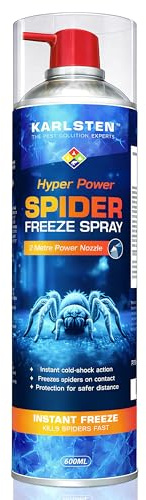 Karlsten Spider Killer Spray 600ml - Instant Freeze Spider Spray with 2 Metre Power Nozzle, Insecticide-Free Cold Shock Formula for Indoor & Outdoor Use