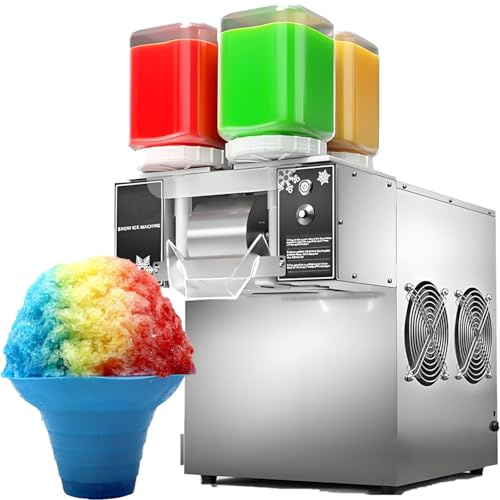 DowPie Tritaghiaccio a velocità Regolabile, Macchina per Ghiaccio a Fiocchi di Neve Commerciale e tritaghiaccio, Raffreddamento rapido, Costruzione per Uso Commerciale Durevole 110V-124FD