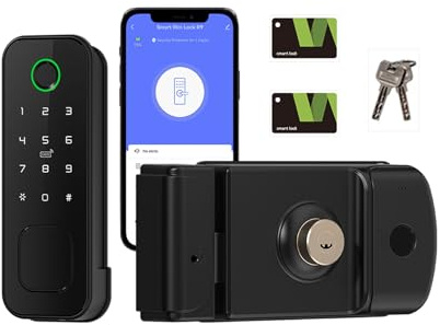 R2 Cerradura Inteligente con Huellas Dactilares Wi-Fi Tuya Smart | Acceso Tarjetas IC, Control por Aplicación, Contraseña/Llave/Desbloqueo Mecánico, Para Hogar, Oficina y Hotel