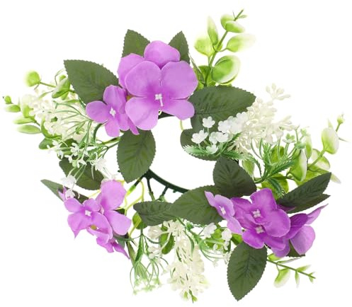 LIGHTAOTAO Anillo de Candelabro Flores Artificiales Púrpuras, Textura Fina y Apariencia Realista, Adecuado para Decoración de Mesa en Fiestas y Bodas
