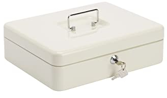 BURG-WÄCHTER Caja de caudales con cerradura de llave y bandeja para dinero, Chapa de acero, Money 5030, Gris claro