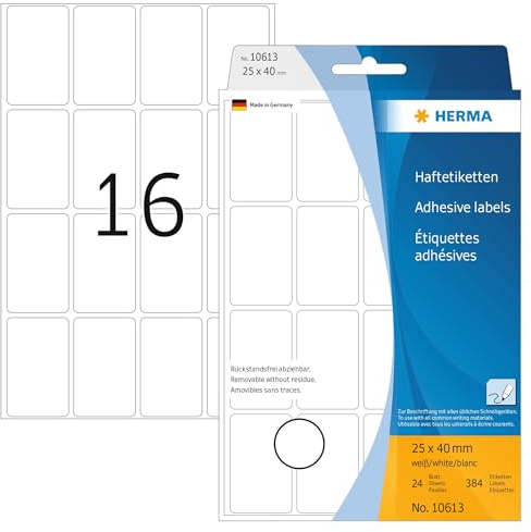 Herma 10613 Étiquettes universelles amovibles/movables 25 x 40 mm 512 pièces Blanc