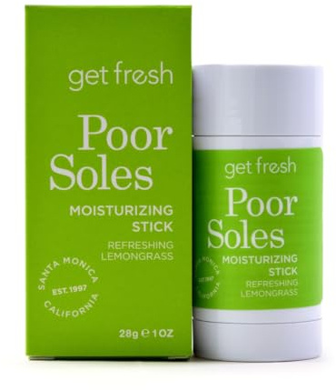 Get Fresh Poor Soles Moisturising Foot Stick Dry Feet and Hard Skin Natural Cracked Heel Repair Foot Care with Lemongrass and Shea Butter Nourishing Balm Twist Up No Mess Applicator 28g