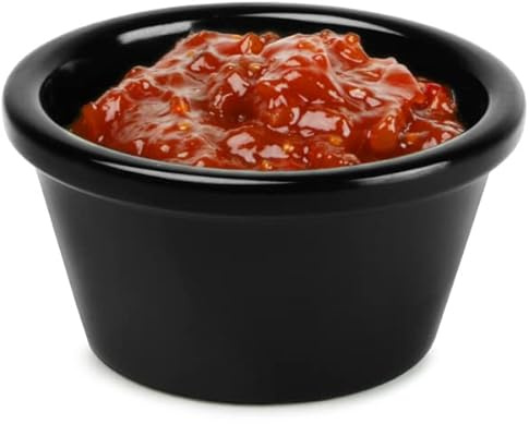 Tablecraft Melamine Ramekins Black 2oz - Set of 12 | Condiment Pots, Sauce Ramekins, Dip Bowls