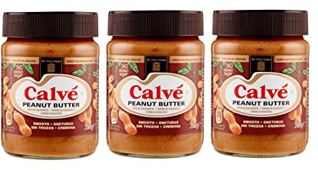 Calvé Pindakaas Peanut Butter Spread, Peanut, Glass, 3 x 350 g