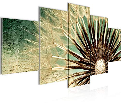 Runa Art - Bilder Pusteblume 200 x 100 cm 5 Teilig XXL Wanddekoration Design Grün 206651a