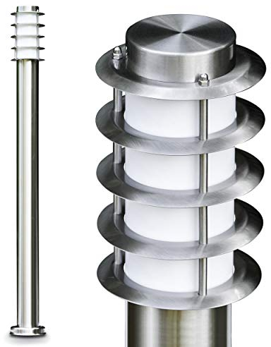 Lampada da esterno Tunes, lampada moderna con base in acciaio inox e dischi in plastica, luce di percorso 110 cm, lampada da giardino con attacco E27, illuminazione da giardino IP44, senza lampadina/e