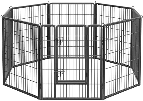 Feandrea Recinto per Animali Box per Cani, 8 Pannelli 77 x 100 cm, Nero PPK81H