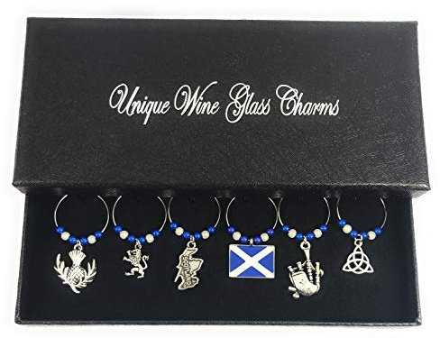 Libby's Market Place Scottish/Scotland Wine Glass Charms with Gift Box