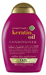 OGX Balsamo Cheratina Anti-Breakage + Keratin Oil, Balsamo ristrutturante per capelli danneggiati, Trattamento cheratina per capelli rovinati e soggetti a doppie punte, 385 ml