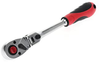 GEDORE red Gelenk-Umschaltknarre mit ergonomischem 2K-Griff, Druckknopfauslösung, Feinverzahnung mit 72 Zähnen, 1/2 Zoll, Stahlrohr, Rot/Schwarz