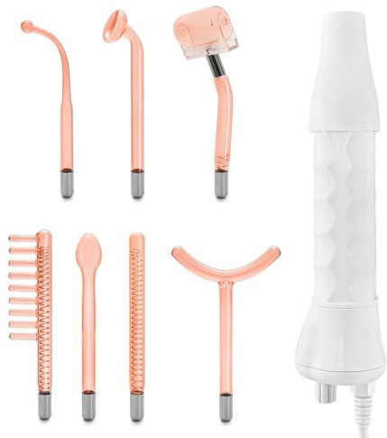 Elitzia Hochfrequenz-Elektrotherapie-Stab Multifunktionaler tragbarer Handlicht-Therapie-Stab für Akne-Haut-Verjüngung Haar-Wachstum-Gesichtsgerät (mit 7 Röhren Orange) ETSC640