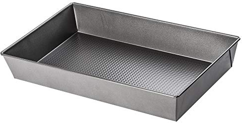 KADAX Molde para Horno, Molde rectangular, Bandeja para hornear de Acero con Recubrimiento Antiadherente, Fuente de Horno, plateado Molde para Pasteles (40 x 24 x 6 cm)