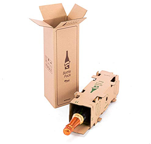 Packung mit 5 Versandkartons für Flaschen, Kapazität für 1 Flasche, mit interner Box, hoher Schutz, 100% umweltfreundlich, verhindert Zerbrechen