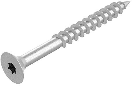 SECCARO spånskruv 6 x 60 mm, galvaniserat stål, träskruv med partiell gänga, TX / sexkantskruv, 100 delar