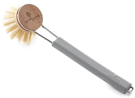 EcoLiving Non-Scratch Dish Brush (FSC Certified) - Cruelty-Free, Eco-Friendly, Biodegradable - Made With Sustainable Materials - Tough Washing Up Brush (Grey)