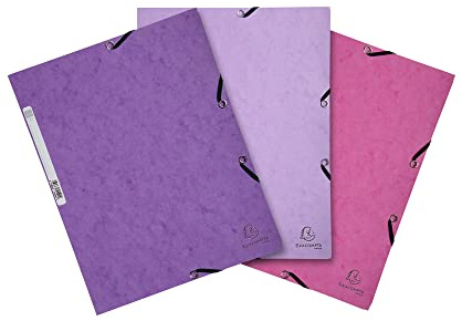 Exacompta - 55574E - Juego de 3 subcarpetas con gomas elásticas 3 solapas para tarjetas brillantes 400g/m2 - dimensiones 24 x 32 cm para documentos formato A4-3 colores Candy: malva, rosa, violeta
