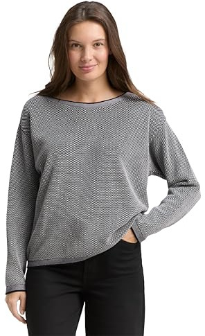 TOM TAILOR Damen Strickpullover mit Struktur 1033125, 30582 - Navy Bubble Structure, M