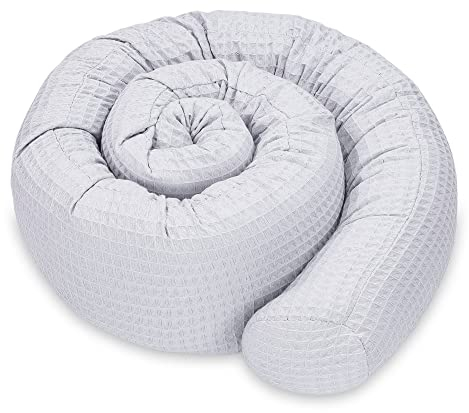Totsy Baby Seitenschläferkissen Bettschlange Body Pillow 300 cm Baumwolle Waffel- Kopfkissen lang Bettrolle Schlafkissen Nackenrolle Kissen Oeko-Tex Senfgelb
