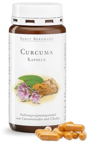 Sanct Bernhard Curcuma-Kapseln | Pro Kapsel 180 mg Curcuminoide & 83 mg Cholin | 180 Kapseln für 6 Monate